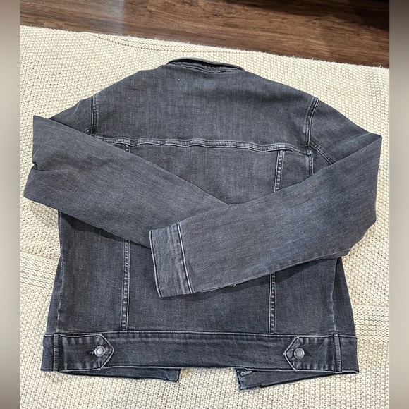 Judy Blue Jean Jacket Womens L Charcoal Black Denim Trucker Button Up Stretch - Picture 3 of 8